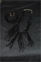 Black bracelet and necklace set