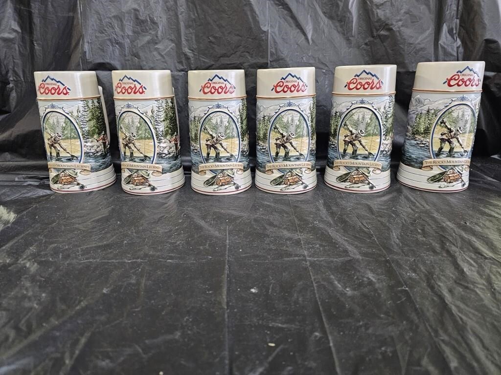 6 Coors The Rocky Mountain Legend Series Steins
