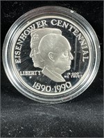 1990 Silver proof dollar Eisenhower Centennial