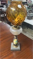 Flower Design Oil Lamp with Amber Shade