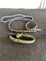 G) camouflage, adjustable, dog collar with lead