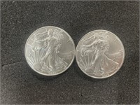 2 - 2019 1OZ AMERICAN SILVER EAGLE COINS