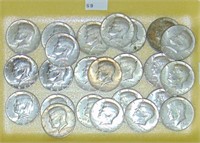 24 40% Silver Half Dollars 1965-1969-D.