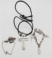 (E) Sterling Silver Religios Necklaces (16" ans