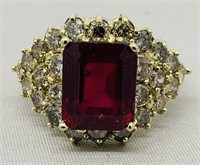 14KT YELLOW GOLD 6.38CTS RUBY & 2.50CTS DIAMOND R