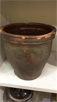 Red clay pottery crock, number 1 mark with