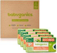 Babyganics Size 2 Triple Protection Diapers 152 CT