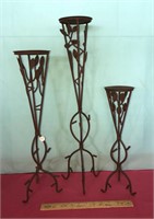 3 Matching Tall Metal Candle Holders