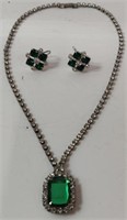 1950's Crystal Rhinestone Necklace & Earrings