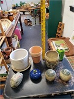 Lot of Stoneware Bowls, Planter Pots, Decor
