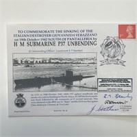 WWII HM Submarine P37 Unbending crew signed Commem