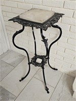 Vintage Cast Iron and Marble Lamp Table
