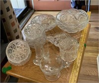 Cut Glass Bowls, Double Handled Etched Glass