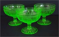 1930-34 Uranium Glass Footed Sherbet Dishes