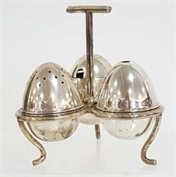 1920s Silver Plated Art Deco Egg Shaped Cruet Set
