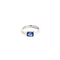 14K WHITE GOLD 0.87CT SAPPHIRE RING