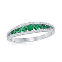 18K WHITE GOLD 0.15CT DIAMOND 0.31CT EMERALD RING