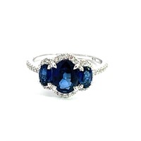 18K WHITE GOLD 2.52CT SAPPHIRE 0.37CT DIAMOND RING