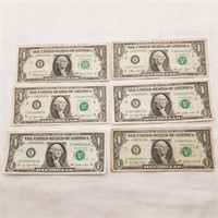 6- $1 Fed Res Notes 1963-74-77