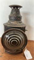 Antique railroad lantern, ADLAKE, rust, 10”