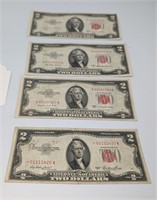 (4) 1953,A,B Two Dollar