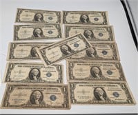 (11) 1935A,C,D,F One Dollar Silver Certificate