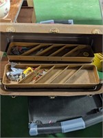 Metal Fishing Tackle Box w/ Lures & Tackle