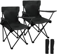 2Packs Portable Folding Lawn Chairs Black