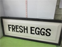 .FRESH EGGS SELF FRAMED WOODEN SIGN