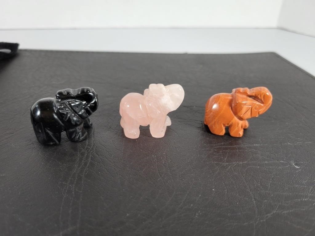 Semi Precious Stone Elephants