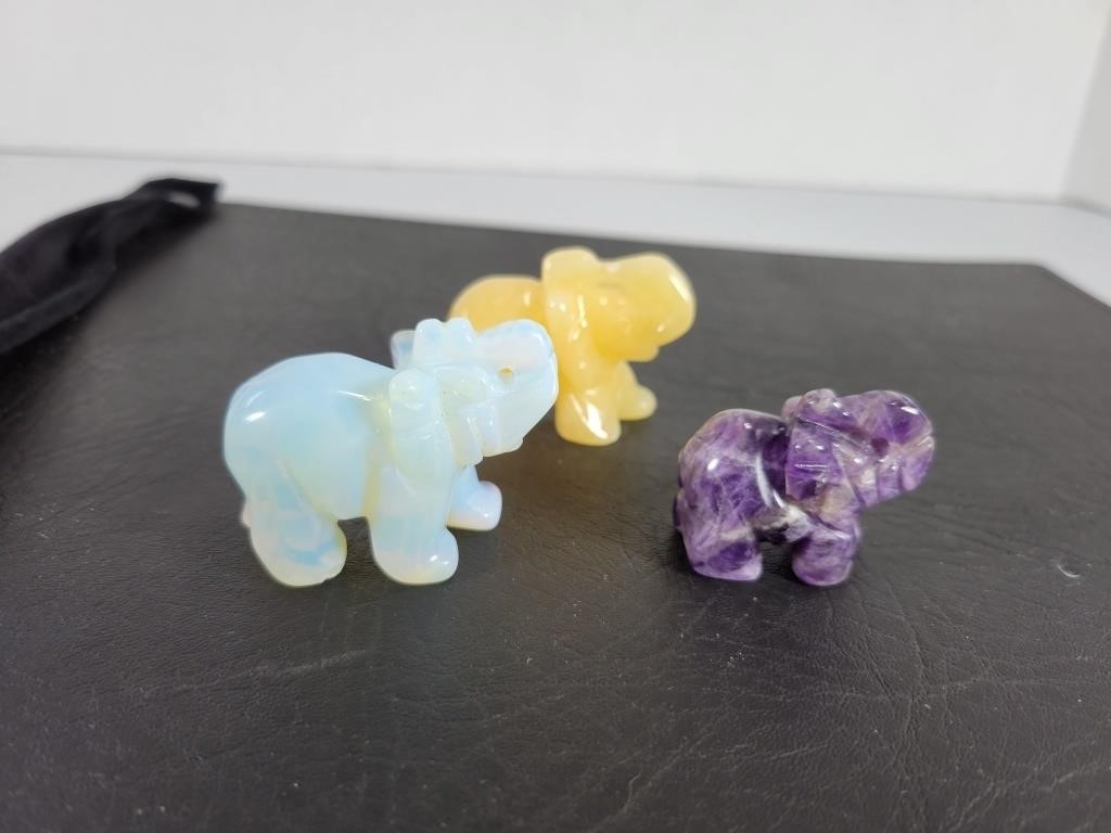 Semi Precious Stone Elephants