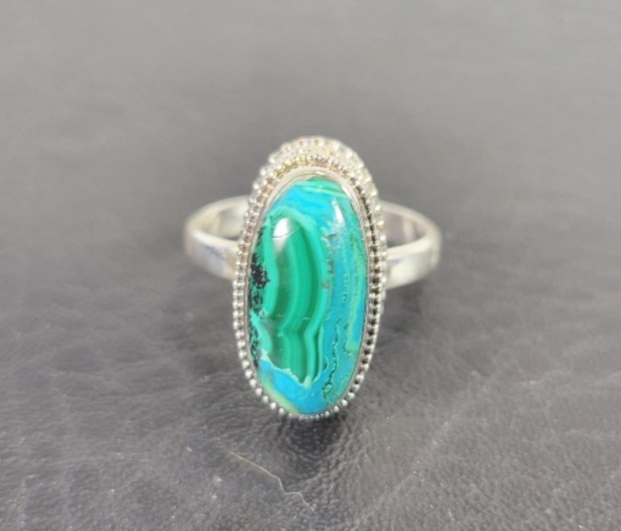 Malachite In Chrysocolla Sterling Ring