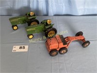 Two John Deere Toy Tractors; Excavator