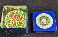 Vintage Paper Coasters Partridge In Pear Tree Tin
