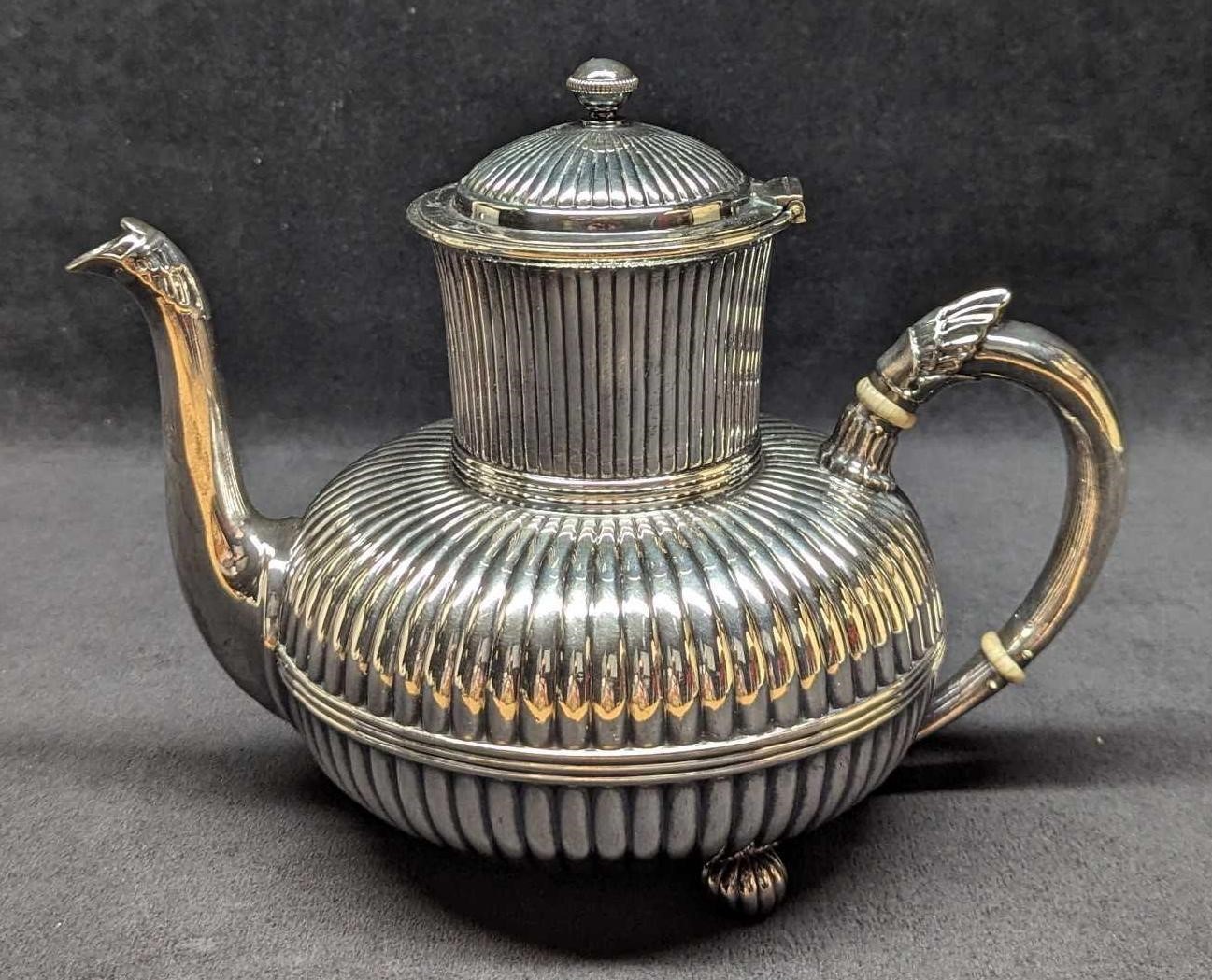 Vintage Gorham Silverplate Ribbed Pattern Teapot