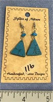 Handmade turquoise dangle earrings   (a 7)