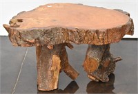 Custom Made Live Edge Myrtle Wood Slab Side Table