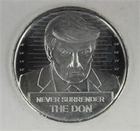 TRUMP NEVER SURRENDER ONE OUNCE 999 SILVER COIN