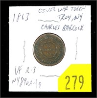 1863 Civil War token, Troy NY, Rarity 3