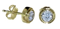 Bezel Set 1/4 ct Natural Diamond Stud Earrings