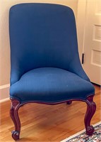 Navy Blue Upholstered Slipper Chair