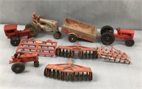 Metal red farming toys