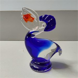 Ocean Blue Pelican Murano Style Hand Blown Glass