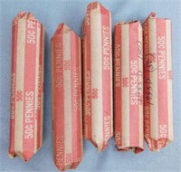 (5) Rolls of 1955-D Wheat Cents.