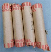 (4) Rolls of 1946-D Wheat Cents.