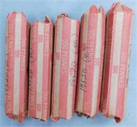 (5) Rolls of 1952-D Wheat Cents.