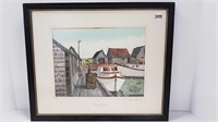 FRAMED ORIGINAL WATERCOLOUR & PEN BY DAVE FISHER