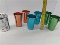 6 small vintage aluminum cups