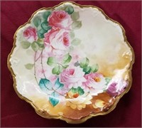 Limoges Hand-Painted Floral Roses Plate 8.5"