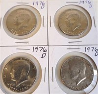 4 - 1976 D Kennedy Half Dollars